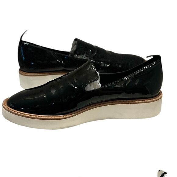 Vince Patent Leather Platform Slip On Sneakers Black Size 8.5 - Picture 5 of 7
